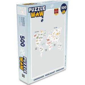 Puzzel Kinderkamer - Wereldkaart - Dinosaurus - Legpuzzel - Puzzel 500 stukjes