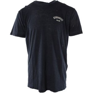 Dsquared2 - T-shirt met Distressed Look - Blauw - Heren - Katoen