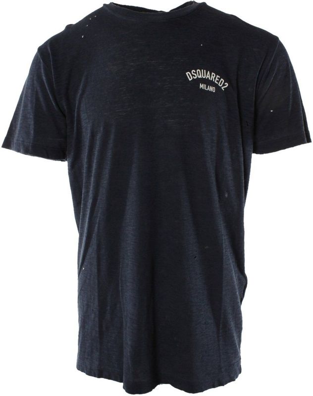 Dsquared2 - T-shirt met Distressed Look - Blauw - Heren - Katoen