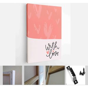 Valentines day peach pink and off-white greeting card vector set with calligraphy love messages - Modern Art Canvas - Vertical - 1859901970 - 115*75 Vertical