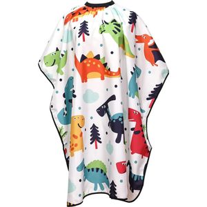 Goodivery ® 1 stuk kinderkapperscape saloncape, dinosauruspatroon, haarknipmantel, waterdichte kapperscape met verstelbare kliksluiting, styling shampoo-salon cape, kleur