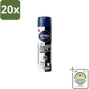 20 x NIVEA MEN – Deodorant spray – Invisible for Black & White – 150 ml - Grootverpakking - Koffie - Koffiezetapparaat - Koffiezetapparaat