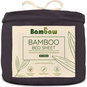 Bamboe Hoeslaken | 1-Persoons Eco Hoeslaken 90cm bij 200cm | Houtskool | Luxe Bamboe Beddengoed | Hypoallergeen Hoeslaken | Puur Bamboe Viscose Rayon Hoeslaken | Ultra-ademende Stof | Bambaw