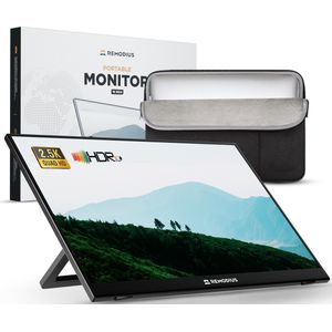 Remodius - Draagbare Monitor - 16 Inch - Ultradunne 2.5K - Reisdisplaybundel met Sleeve - USB-C & Mini HDMI