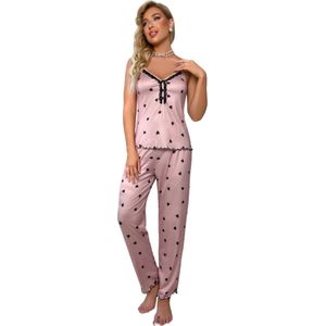 Pyama Dames Volwassenen - Dames Pyjama Set - Nachtkleding Dames - Roze - Maat XL - Lange Broek - LUNAR