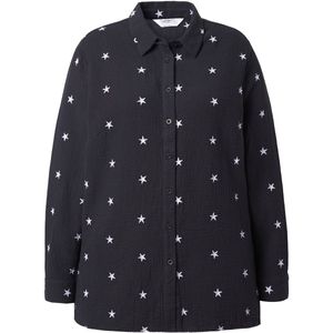 Angel of Style Angel of Style - Dames - blouse van mousseline oversized sterrenborduursel - Zwart - Maat 50
