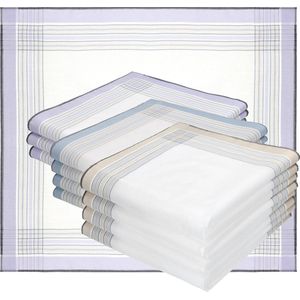 12 Stuks Heren Stoffen Zakdoeken Set - 100% Katoen - Maat 43x43 cm