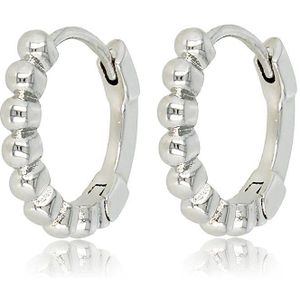 My Bendel - Edelstalen oorring 16mm x 2,5mm - Stralende Zilverkleurige Oorring met Bolletjes Touch - Met luxe cadeauverpakking