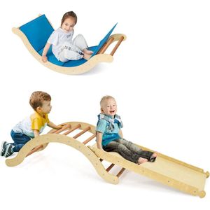 Klimboog Hout - Pikler Driehoek - Klimrek - Speeltoestel Buiten - Rekstok - Kinderspeelgoed 2 Jaar en Ouder - Licht Bruin