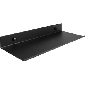 QUVIO Wandplank staal - Muurplank metaal - Wandrek - Langwerpig - Zwevend - 12 x 30 x 4 cm (lxbxh) - Zwart