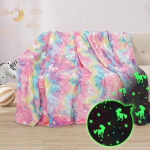 Lichtgevende Kid's Throws deken, zachte pluizige gezellige fleece pluche kinderdeken voor slaapbank, warme winter Couch Throw, All Season for Children Kids 150 x 130 cm, roze