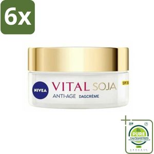NIVEA - VITAL Soja Dagcrème - Beschermende Anti-Veroudering Crème - Voor rijpe huid - SPF 30 - Met Soja-extract - 50 ml - Voordeelverpakking - 6 stuks - Nivea dagcrème - Anti-age crème