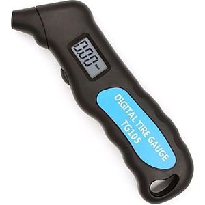 Bandenspanningsmeter, Digitaal, LCD Display, Autobanden & Motorbanden, Zwart/Blauw, Incl Batterij