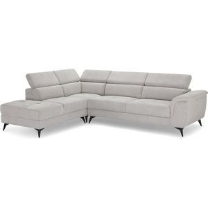 Hoekbank Links Grijs Stof - 290x95x90cm - Zitdiepte 55cm - Giga Meubel