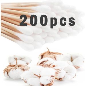 200 Stuks Houten Wattenstaafjes - Eco-vriendelijk & Composteerbaar voor Verzorging en Schoonmaak