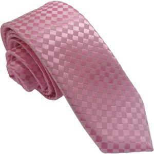 Heren stropdas smal roze ruitjes - smalle ruitjes stropdas - heren stropdas - roze das
