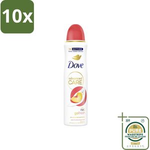 10 x Dove Deodorant Spray - Perzik & Witte Bloesem - 150 ml - Grootverpakking - Dove Deodorant Spray - Anti-irritatie - Huidverzorging - Zweetvermindering - Frisse Geur