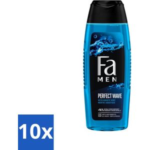 10 x Fa Men - Perfect Wave - 2 in 1 Douchegel & Shampoo - Menthol - 250 ml - 2 In 1 Douche En Shampoo - Menthol - Douchegel Voor Mannen - Douche En Shampoo Voor Mannen - Menthol Geur