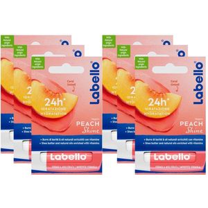 Labello Stick Peach Shine - 6 x 4.8 Gram - Vegan
