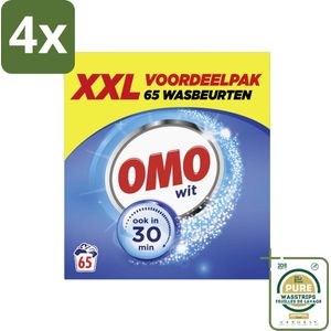 Omo - Waspoeder - Wit - Stralend schoon - Ook in 30 min - 5 kg - 65 Wasbeurten - Voordeelverpakking - 4 stuks - Wasmiddel - Vlekken verwijderen