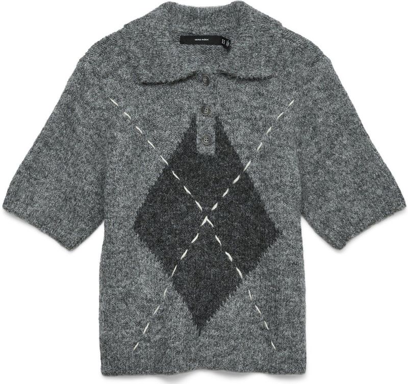 Vero Moda - Vmbliss 2/4 Poloneck - Pullover - Medium Grey Melange