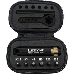Lezyne Pocket Torque Drive - Koppelaandrijving - Bitset met opbergtas - HEX 2.5, 3, 4, 5 mm - Star T20 & T25 - Zwart