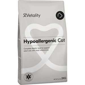 Vetality Kattenvoer Hypoallergeen - Kattenvoer Droogvoer - 4 kg - Voor Katten met Voedselovergevoeligheid - Licht Verteerbaar - Ondersteunt de Huid en Vacht - Voor Volwassen Katten
