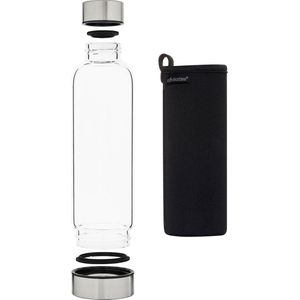 Bo-Bottle 500S incl. zwarte jacket - 500 ml - Glazen drinkfles - Zeer sterk borosilicaatglas - Geschikt voor koude & warme dranken - Duurzaam cadeau