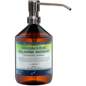 Massageolie Relaxing Moment 500 ml met zilveren pomp - 100% natuurlijk - biologisch en koud geperst