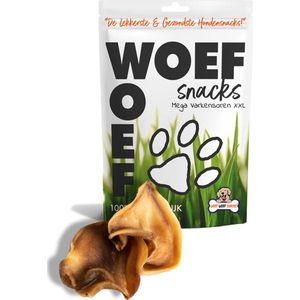 Woef Woef Snacks Hondensnacks Varkensoren XXL - 10 stuks - Kauwsnacks Gedroogd vlees Varken Alle honden vanaf 10kg Geen toevoegingen