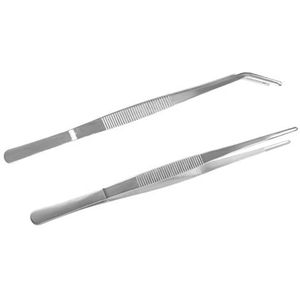 Professionele gebogen pincetset 25 cm - roestvrij staal, antislip, voor aquarium en knutselen