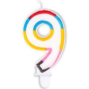 Cijferkaars Multicolor 9 Jaar - Kaars 9 Jaar - Kaars Cijfer 9 - Kaarsje 9 Jaar - Kaars Taart / Cupcake 9 Jaar - Ook voor leeftijden: 19 / 29 / 39 / 49 / 59 / 69 / 79 / 89 / 90 / 91 / 92 / 93 / 94 / 95 / 96 / 97 / 98 / 99 - Glitter Multicolor