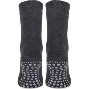 Topsocks huissokken met antislip noppen kleur: antraciet maat: 35-38