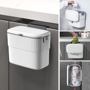 Hangende Kleine Afvalbak met Deksel voor Keukenkastdeur - Keukencompostbak voor Onder Gootsteen - Kunststof Wandgemonteerde Afvalbak (1,8 Gallon)