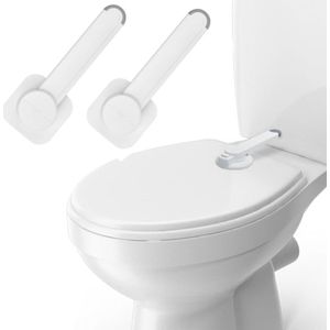 2 stuks Babyveilige toiletsloten - Toiletsloten - Babyproof Toiletdeksel Slot met Arm - Kinderbeveiliging - voor Badkamer en Toilet - Gebroken Wit(21.5*8.5*3.5cm)