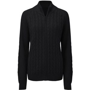 Women's Knitted Cardigan Long Sleeve Zip Cardigan Braided Pattern Cardigan Casual