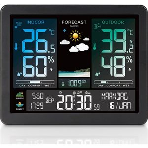 Vendico Weerstation Binnen en Buiten - Draadloos Weerstation met Buitensensor - Hygrometer - Thermometer - Kleurendisplay