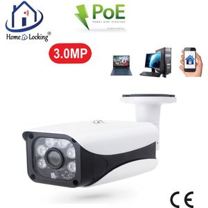Home-Locking POE IP-camera bullet met bewegingsdetectie 3.0MP. C-1208