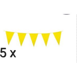5x vlaggenlijn - Geel- 10 meter, Verjaardag, Themafeest, Pasen