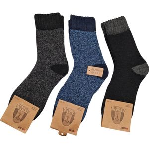 Alpaca Wollen Sokken- Huissokken - Wintersokken - Thermosokken - 3Pack – DGrijs Blauw Zwart - 39-43