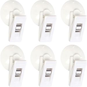 6 stuks witte haken met zuignappen vaste clips transparante autoclips - parkeerkaartclips - zuignap-klem - parkeerkaarthouder