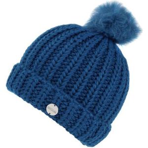 Lovella II grof gebreide muts met pompom van Regatta voor Dames, Mix & Match pompons, muts, Saffierblauw