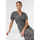 comma - Maxi-jurk - Chiffon - Gestructureerd - V-hals - Volantmouwen