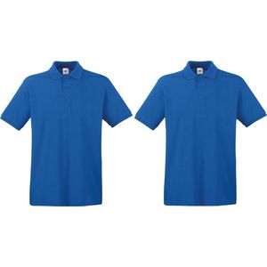 2-Pack maat 2XL blauw polo shirt premium van katoen voor heren - Polo t-shirts voor heren