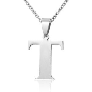 Montebello Ketting Letter T - Unisex - 316L Staal - 18 x 30 mm - 50 cm