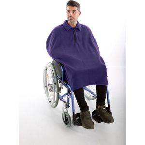 Rolstoel poncho fleece - Rolstoelcape heren - Rolstoelcape winter - Paars