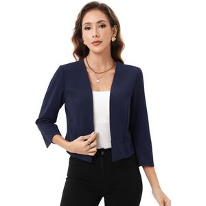 Dames Blazer 3/4 Mouw Bolero Ruffle Zoom Maatpak Jassen Slim Jas