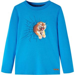 vidaXL - Kindershirt - met - lange - mouwen - 92 - kobaltblauw