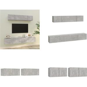 vidaXL 4-delige Tv-meubelset bewerkt hout betongrijs - Tv-kast - Tv-kasten - Tv-meubel - Hifi-meubel