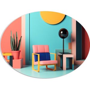 PVC Schuimplaat Ovaal - Gekleurde Inrichting in Huis - 80x60 cm Foto op Ovaal (Met Ophangsysteem)